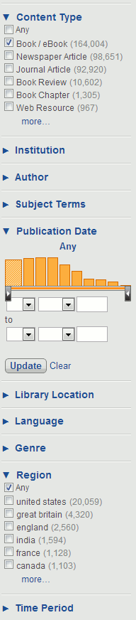 Summon facets refine search by content type