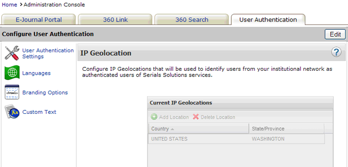 User Authentication - Admin Console - IP Geolocation