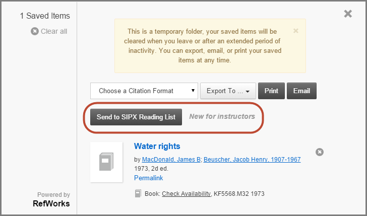 SIPX reading list button