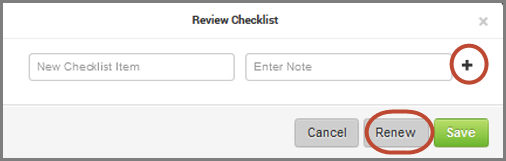 Review Checklist or Renew window