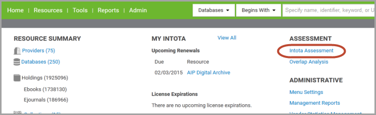 Intota Assessment link