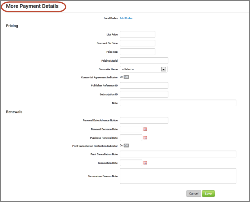 More Payment Details