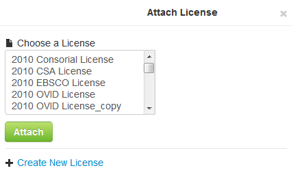 Attach License dialog box