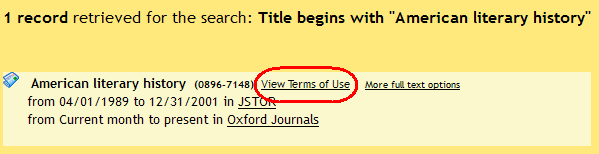E-Journal Portal: Results with Terms of Use