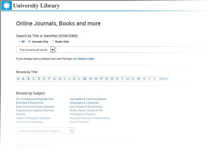E-journal portal search page