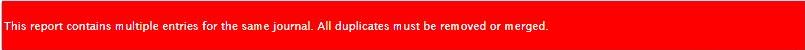 This report contains multiple entries for the same journal. All duplicates must be removed or merged