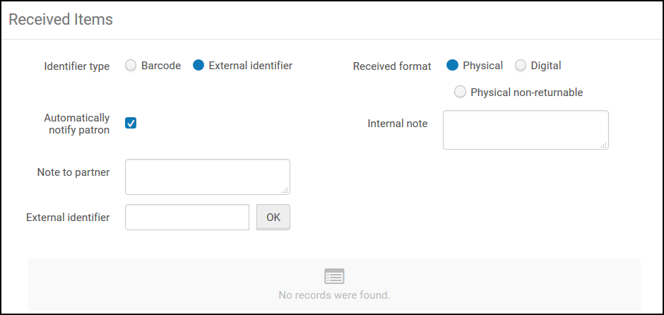 format for the received items in the received format field that you want to view digital physical or physical non returnable regardless of which