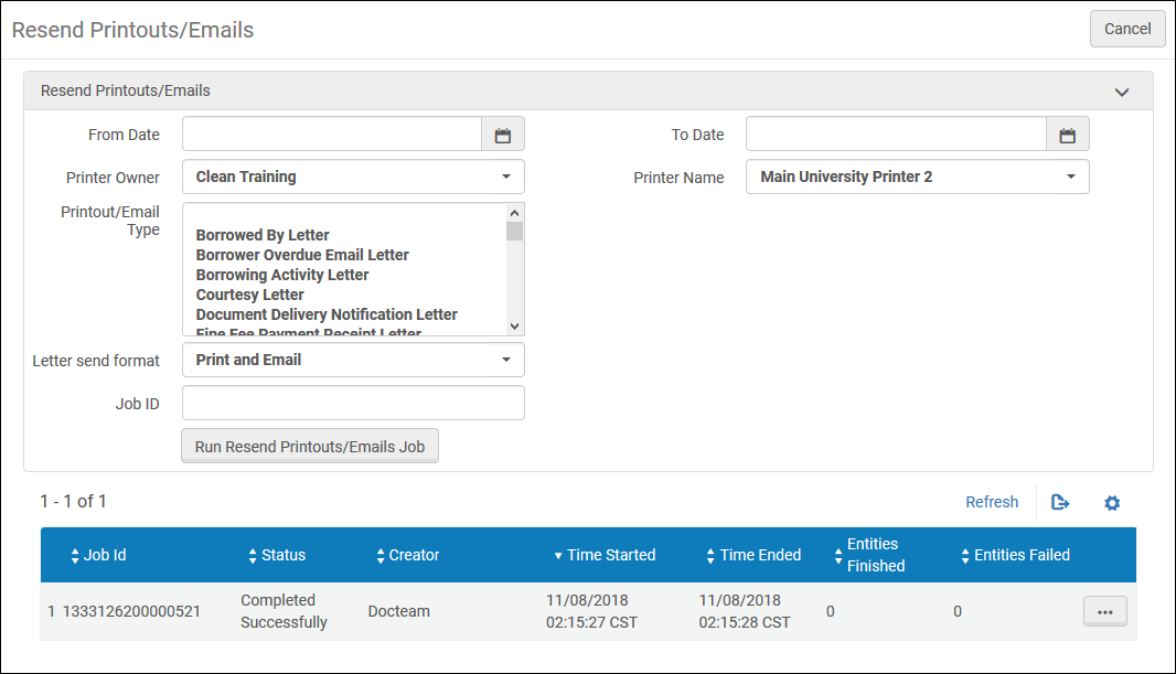 Resending Printouts And Emails Ex Libris Knowledge Center