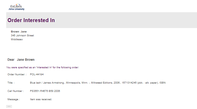 Orders - Ex Libris Knowledge Center
