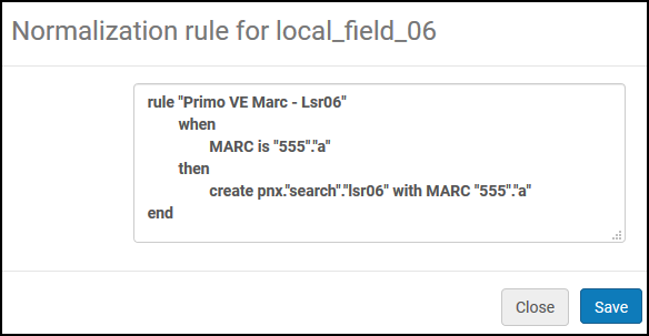 Ejemplo de Reglas de normalización MARC21 para Campo de faceta y búsqueda local.