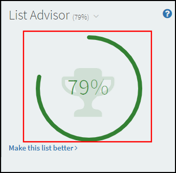 An example of the List Advisor Score enabled.