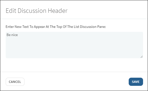 The Edit Discussion Header pane.