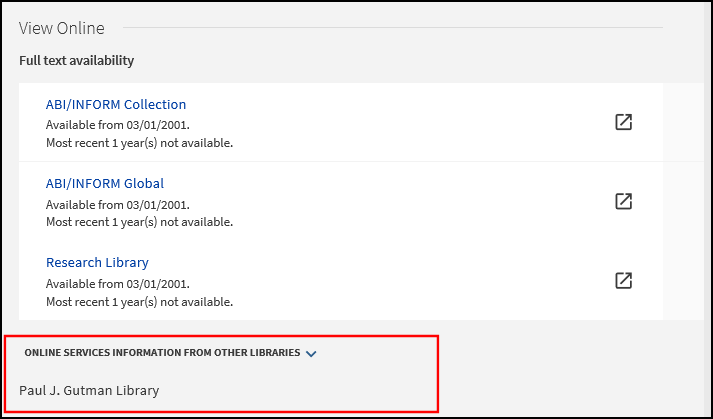 Expanded Online Services Information from Other Libraries Section.