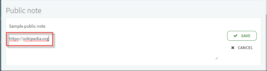 Adding a URL to a public note.