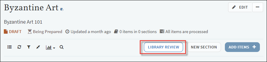 The Library Review button.