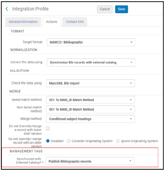 Integration profile actions tab - management tags.png