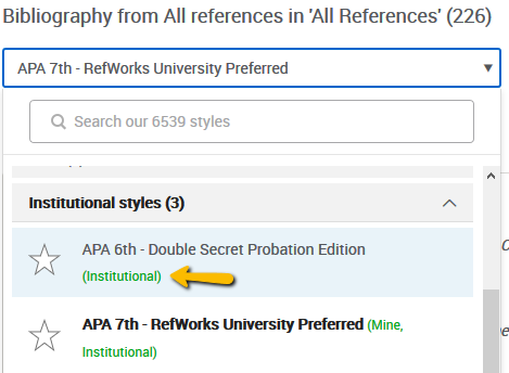 Image of institutional citation style label