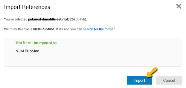 Image of PubMed import success
